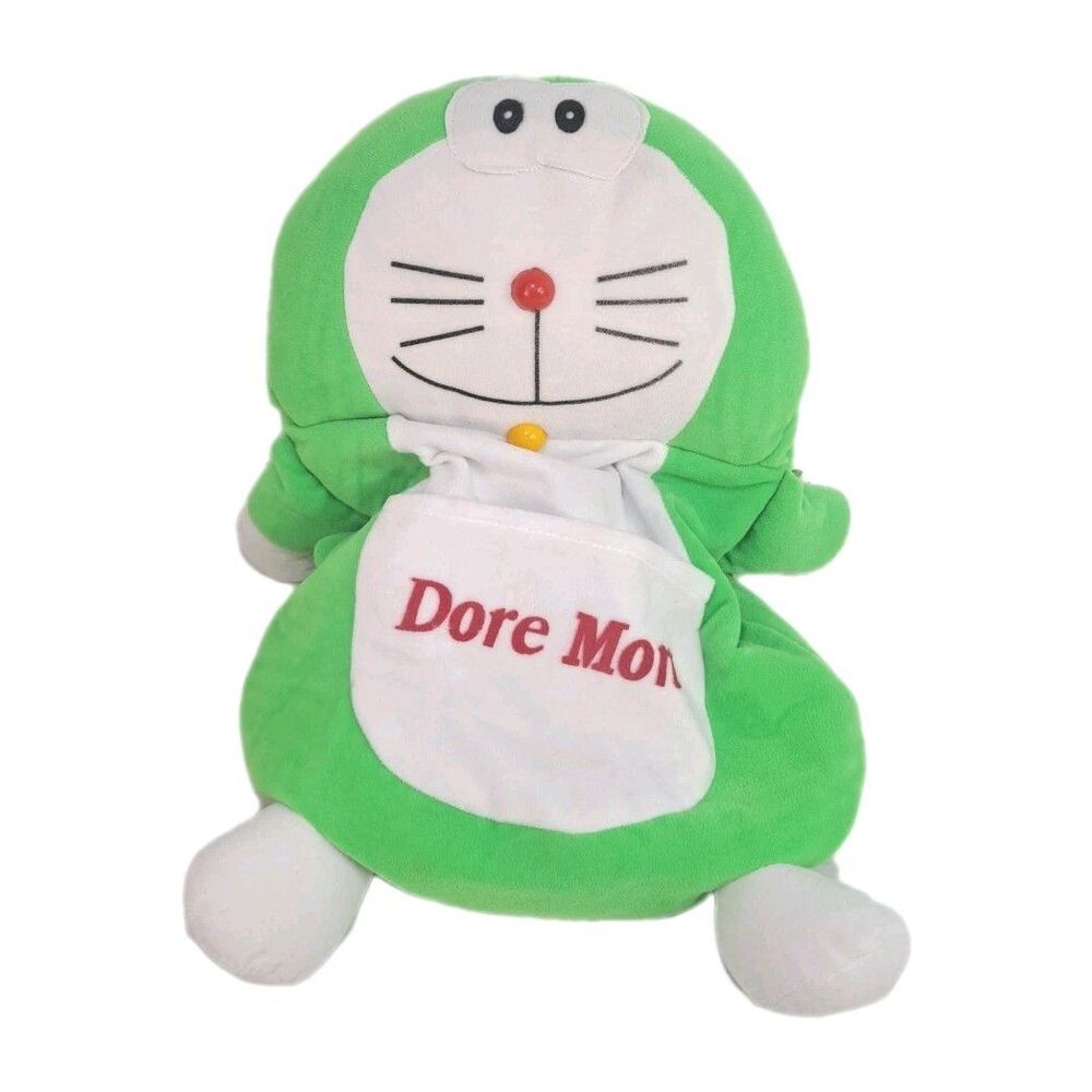 Marc Doremon Knockoff Green Cat Soft Plush Backpack 18" Cartoon Character Bag